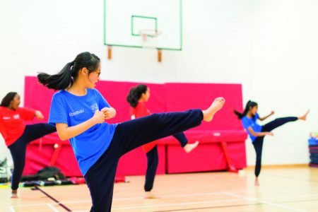 Women during a martial arts session