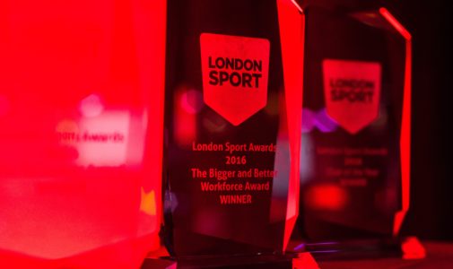 Two of the trophies for London Sport Awards 2016 winners