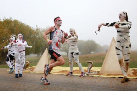Young people dress in zombies run during the Trick or Treat Run