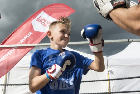 Young boy during a boxing session