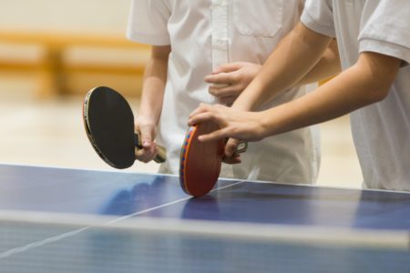 Young players of table tennis