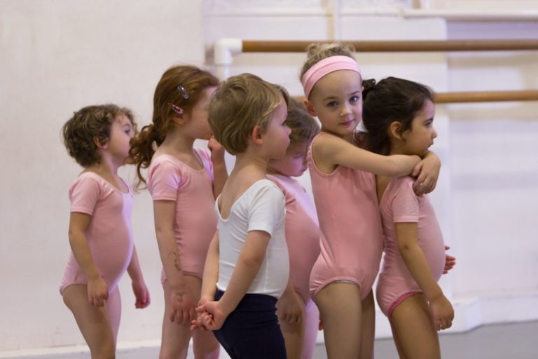 Young girls during dancing class