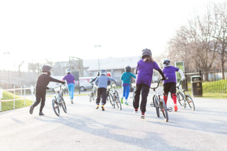 Young cyclists with BMX bikes