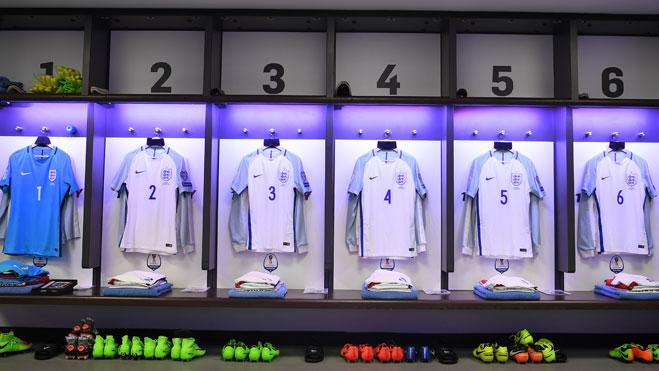 Image from England's Locker Room at Wembley Stadium