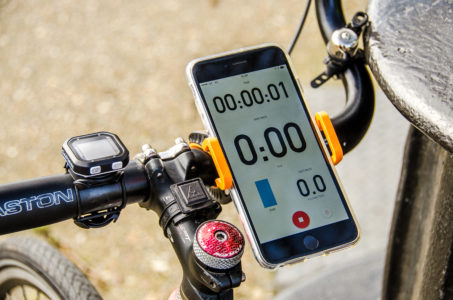 Bike with cycling app running