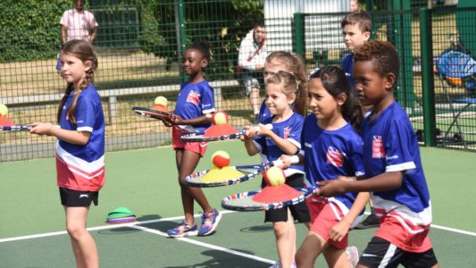 Local children in Newham enjoying an LTA Tennis for Kids session